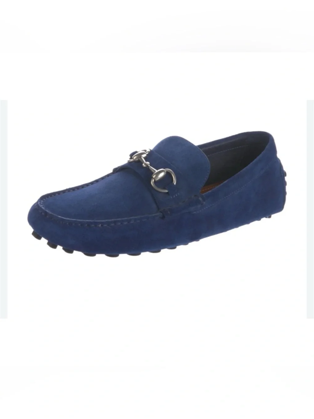 Gucci horse bit blue suede loafers size 7 fits 8 US made in Italy